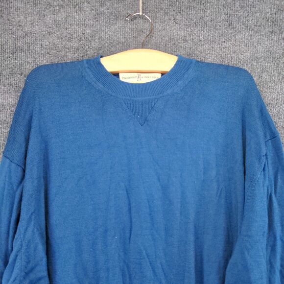 Fairway & Greene Merino Wool Sweater Mens Size M Blue Wolf Run Golf Course - Picture 7 of 13